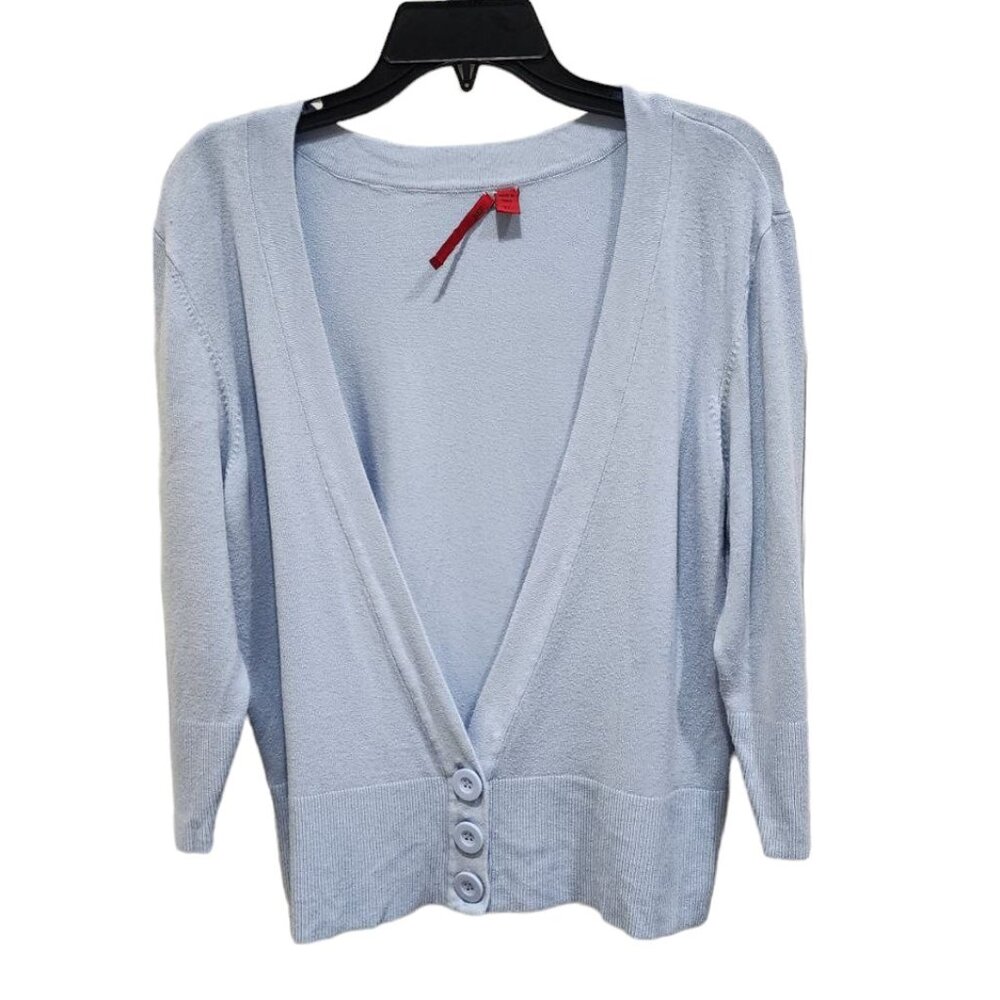 *RED* Sweater Women's Size XL Blue Sleeve 3/4 Blouse Buttons